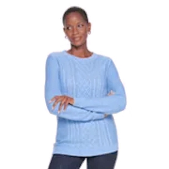 Women's Croft Barrow, SO,Classic Cable-Knit Crewneck, V Neck Sweater S, Kohl’s - Picture 3 of 11